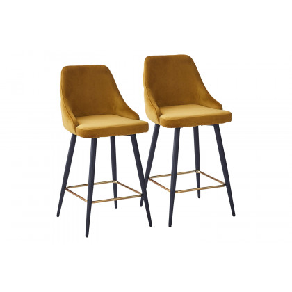 Worldwide Roxanne II 26" Counter Stool Set of 2 - Mustard/Black