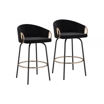 Worldwide Lavo 26" Counter Stool Set of 2 - Black/Aged Gold