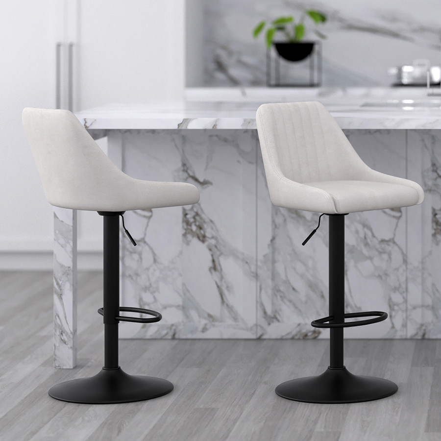 Worldwide Kron Adjustable Air-Lift Stool Set of 2 - Beige/Black