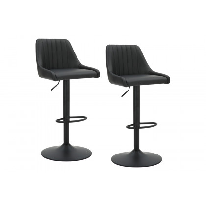 Worldwide Kron Adjustable Air-Lift Stool Set of 2 - Black/Black