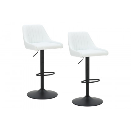 Worldwide Kron Adjustable Air-Lift Stool Set of 2 - White/Black