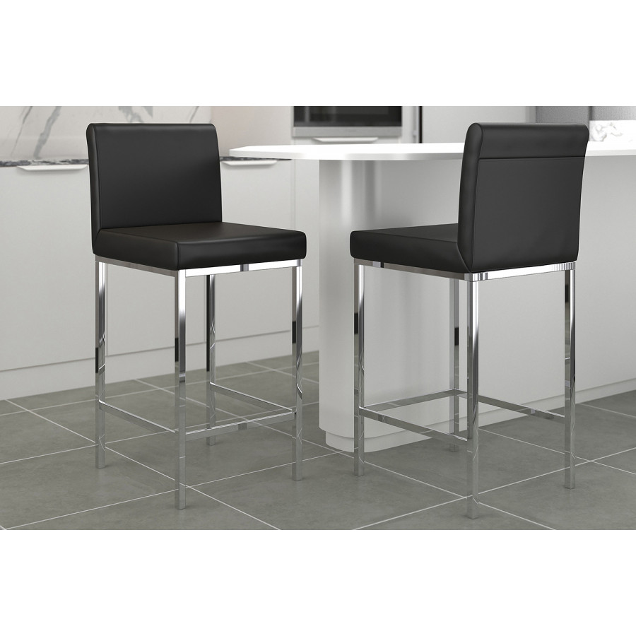 Worldwide Porto 26" Counter Stool Set of 2 - Black/Chrome