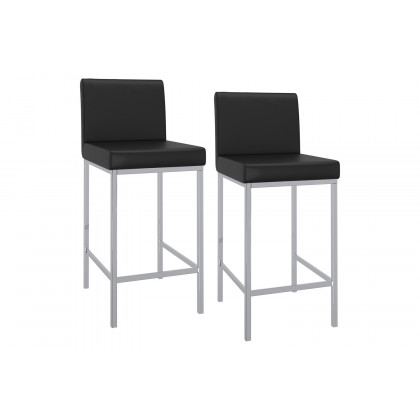 Worldwide Porto 26" Counter Stool Set of 2 - Black/Chrome