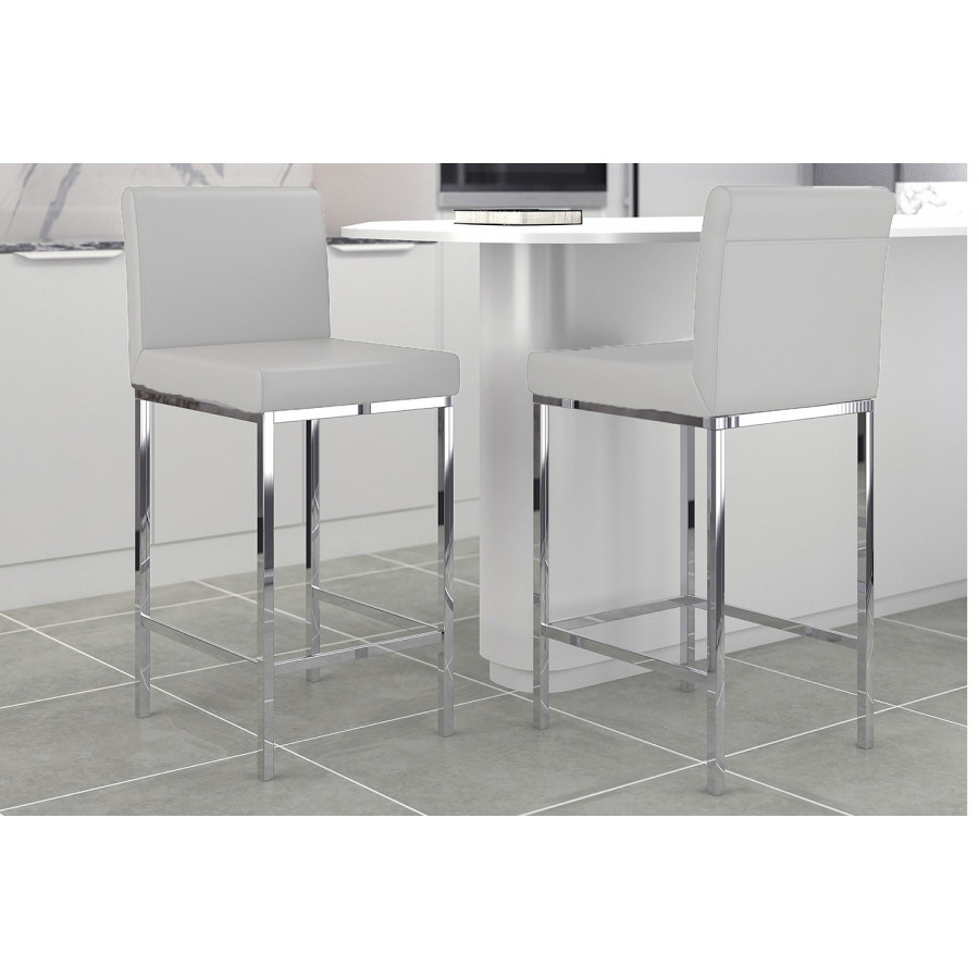 Worldwide Porto 26" Counter Stool Set of 2 - Gray/Chrome
