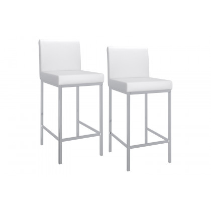 Worldwide Porto 26" Counter Stool Set of 2 - White/Chrome