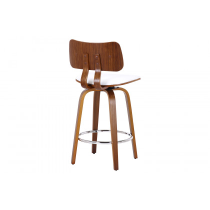 Worldwide Zuni 26" Counter Stool with Swivel - White/Walnut