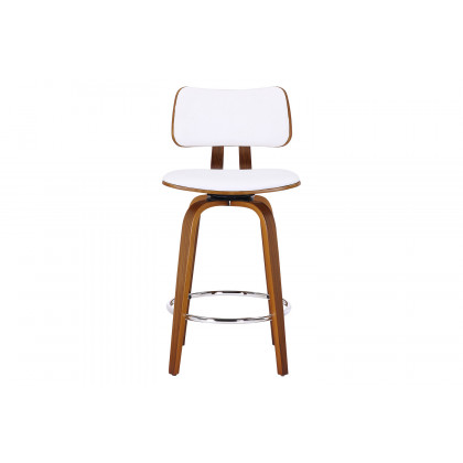 Worldwide Zuni 26" Counter Stool with Swivel - White/Walnut