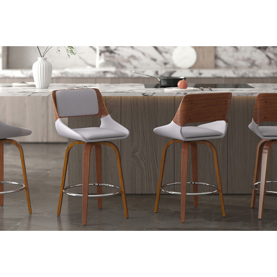 Worldwide Hudson 26" Counter Stool with Swivel - Gray/Walnut