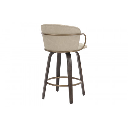 Worldwide Lawson 26" Counter Stool with Swivel Set of 2 - Ivory/Brown/Aged Gold
