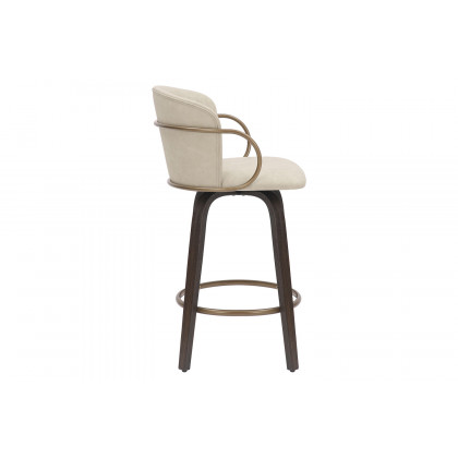 Worldwide Lawson 26" Counter Stool with Swivel Set of 2 - Ivory/Brown/Aged Gold