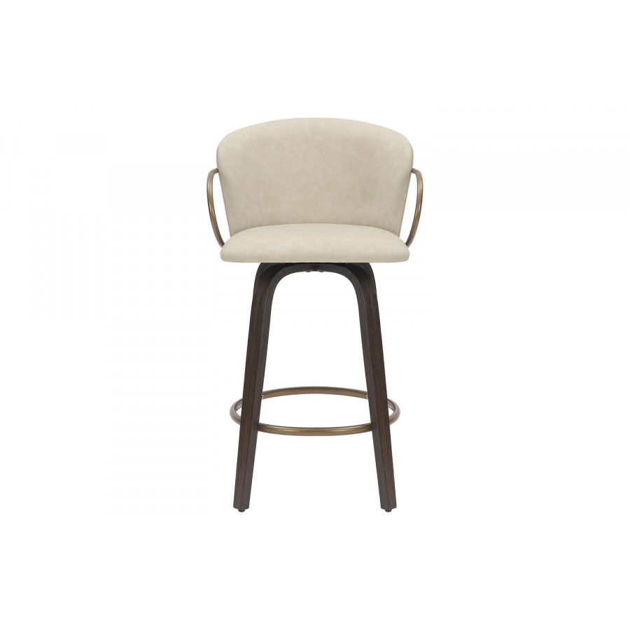 Worldwide Lawson 26" Counter Stool with Swivel Set of 2 - Ivory/Brown/Aged Gold