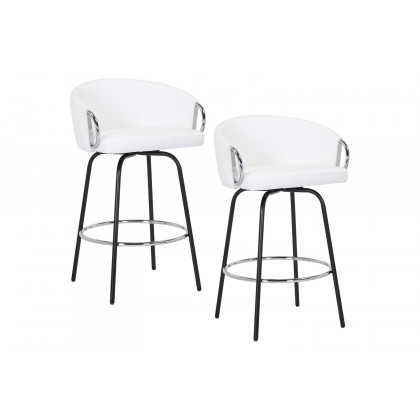 Worldwide Orion 26" Counter Stool with Swivel Set of 2 - White/Chrome