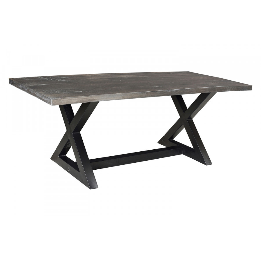 Worldwide Zax/Silvano Dining Set of 7 - Black Table/Gray Chair