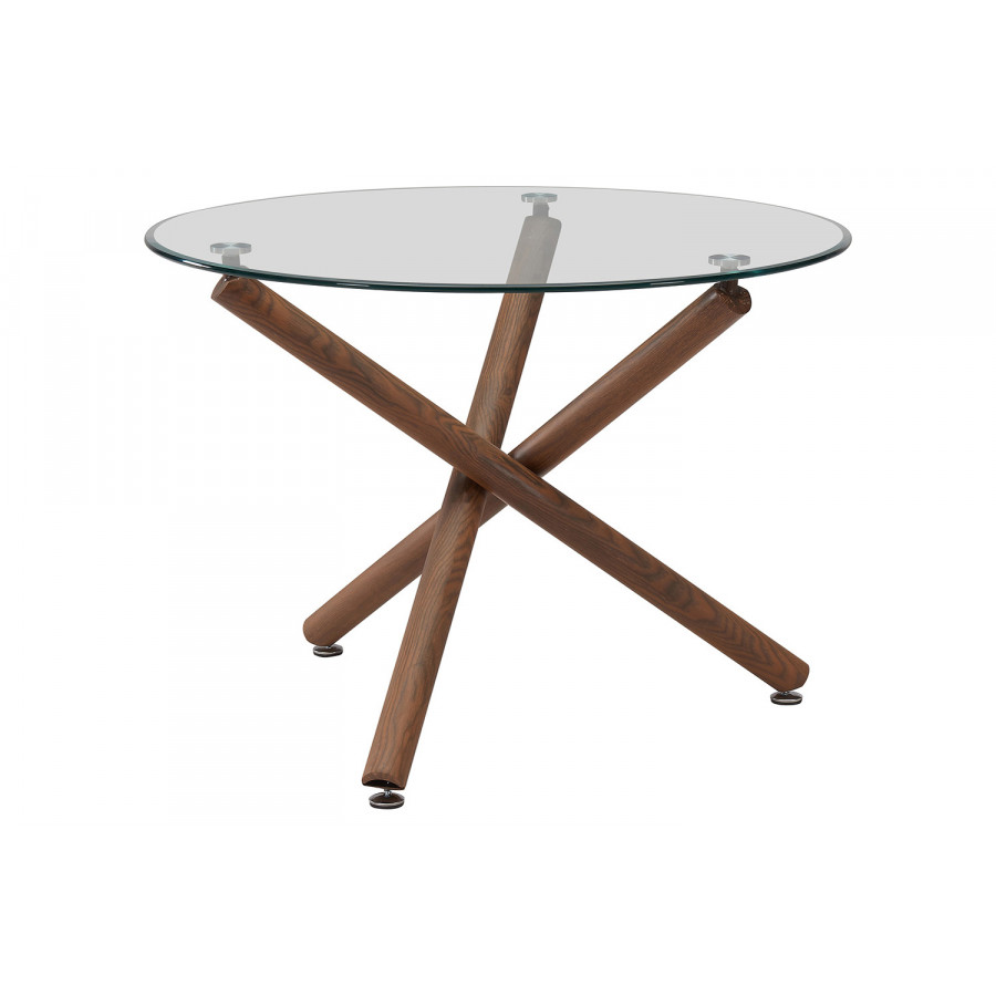 Worldwide Rocca/Cora Dining Set of 5 - Walnut Table/Beige Chair