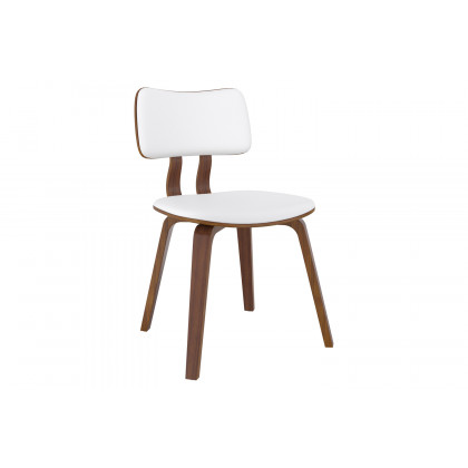 Worldwide Rocca/Zuni Dining Set of 5 - Walnut Table/White Chair