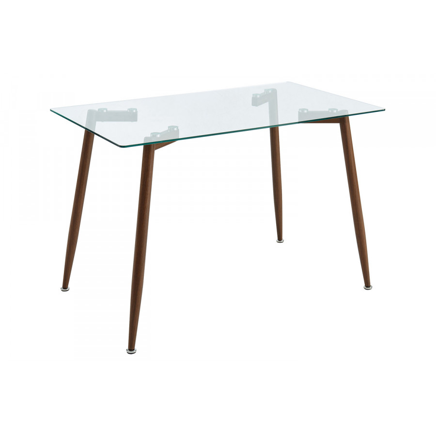 Worldwide Abbot/Lyna Dining Set of 5 - Walnut Table/Gray Chair