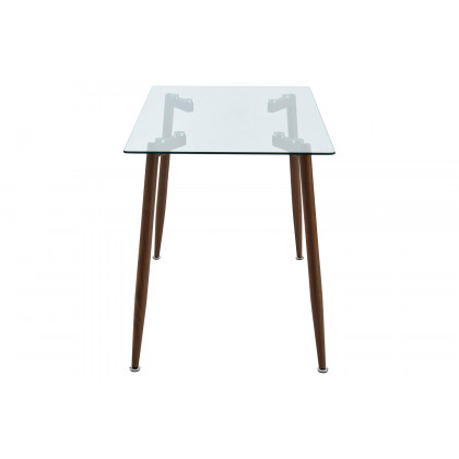 Worldwide Abbot/Lyna Dining Set of 5 - Walnut Table/Gray Chair