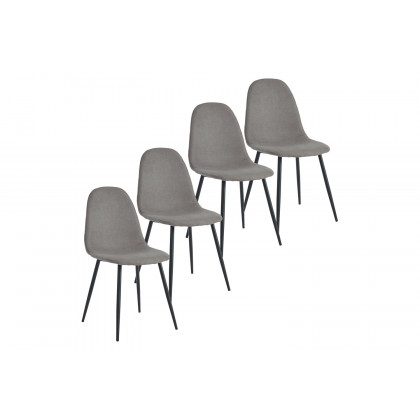 Worldwide Suzette/Olly Dining Set of 5 - Black Table/Gray Chair