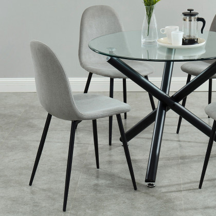 Worldwide Suzette/Olly Dining Set of 5 - Black Table/Gray Chair