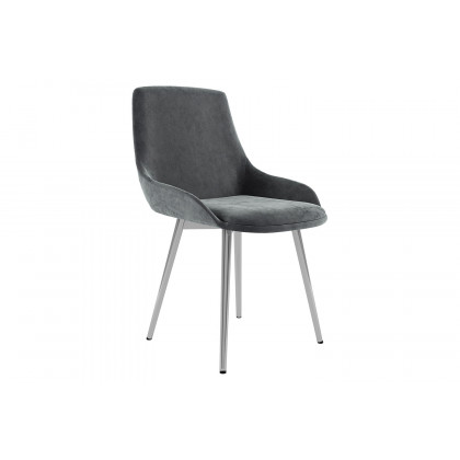Worldwide Eros/Cassidy Dining Set of 5 - Silver Table/Gray Chair