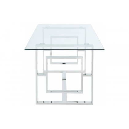 Worldwide Eros/Hollis Dining Set of 5 - Silver Table/Gray Chair