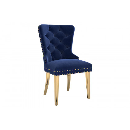 Worldwide Eros/Mizal Dining Set of 5 - Gold Table/Navy Chair
