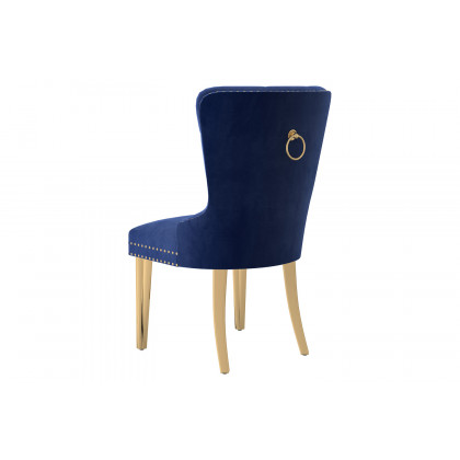 Worldwide Eros/Mizal Dining Set of 5 - Gold Table/Navy Chair