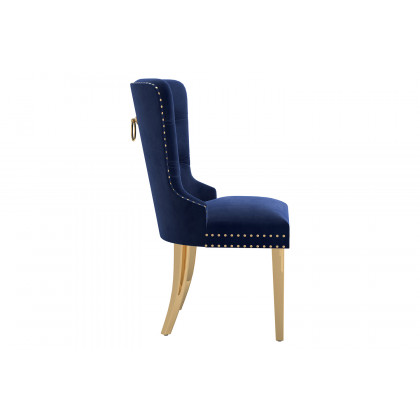 Worldwide Eros/Mizal Dining Set of 5 - Gold Table/Navy Chair