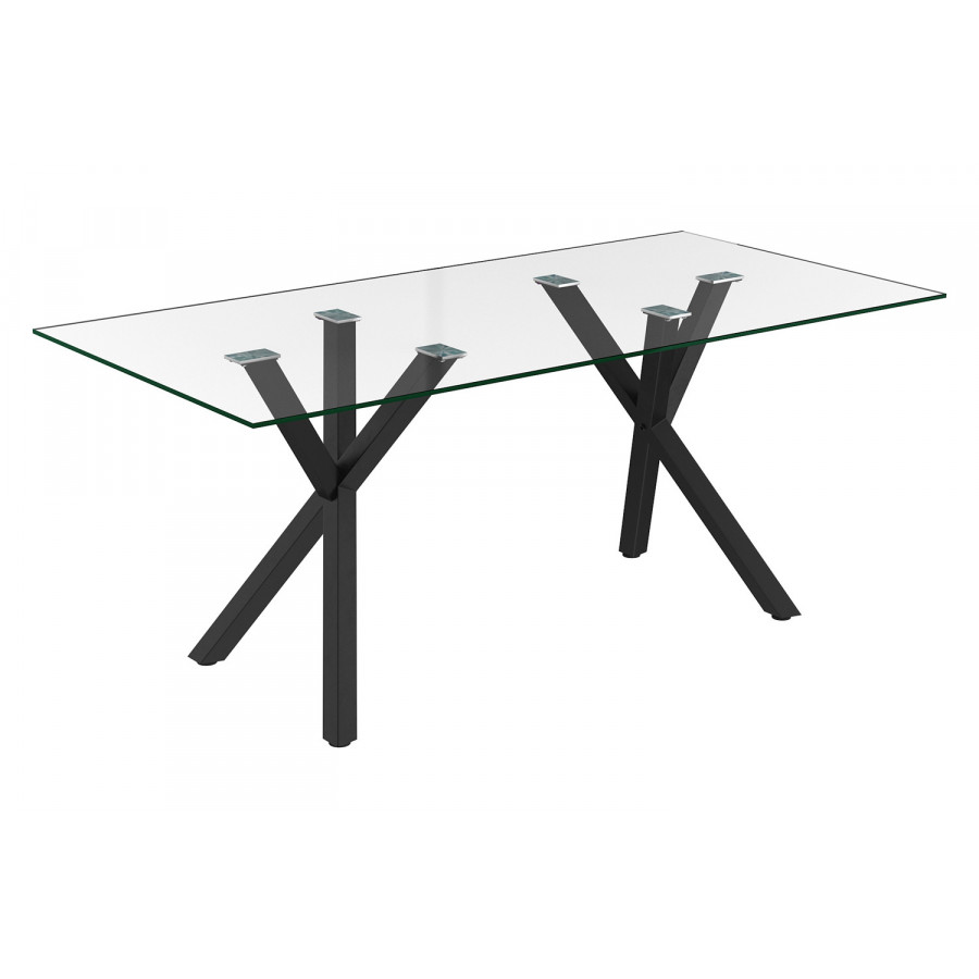 Worldwide Stark/Gabi Dining Set of 7 - Black Table/Blue Chair