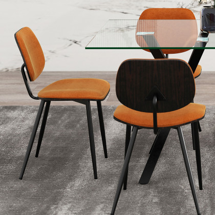 Worldwide Stark/Capri Dining Set of 7 - Black Table/Rust Chair