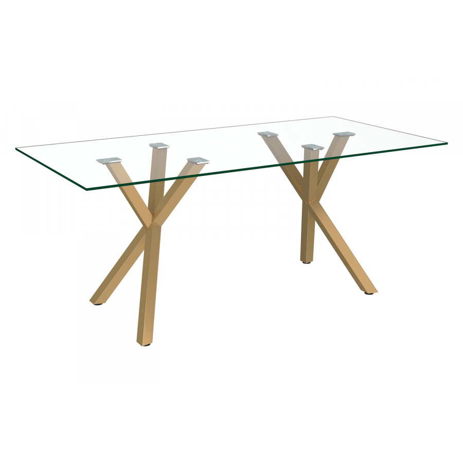 Worldwide Stark/Orchid Dining Set of 7 - Aged Gold Table/Blk and Aged Gold Chair