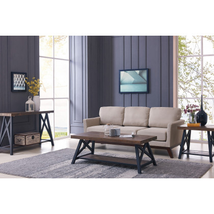 Worldwide - Langport Rectangular Coffee Table in Rustic Oak/Black