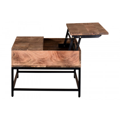 Worldwide - Ojas Rectangular Lift-Top Coffee Table in Natural Burnt/Black
