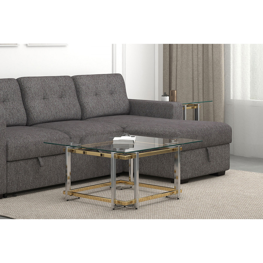 Worldwide Florina Square Coffee Table - Silver/Gold