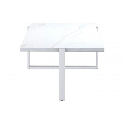 Worldwide Veno Rectangular Coffee Table - White/Silver