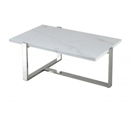 Worldwide Veno Rectangular Coffee Table - White/Silver