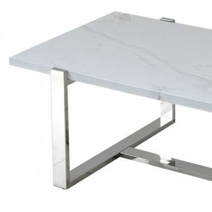 Worldwide Veno Rectangular Coffee Table - White/Silver