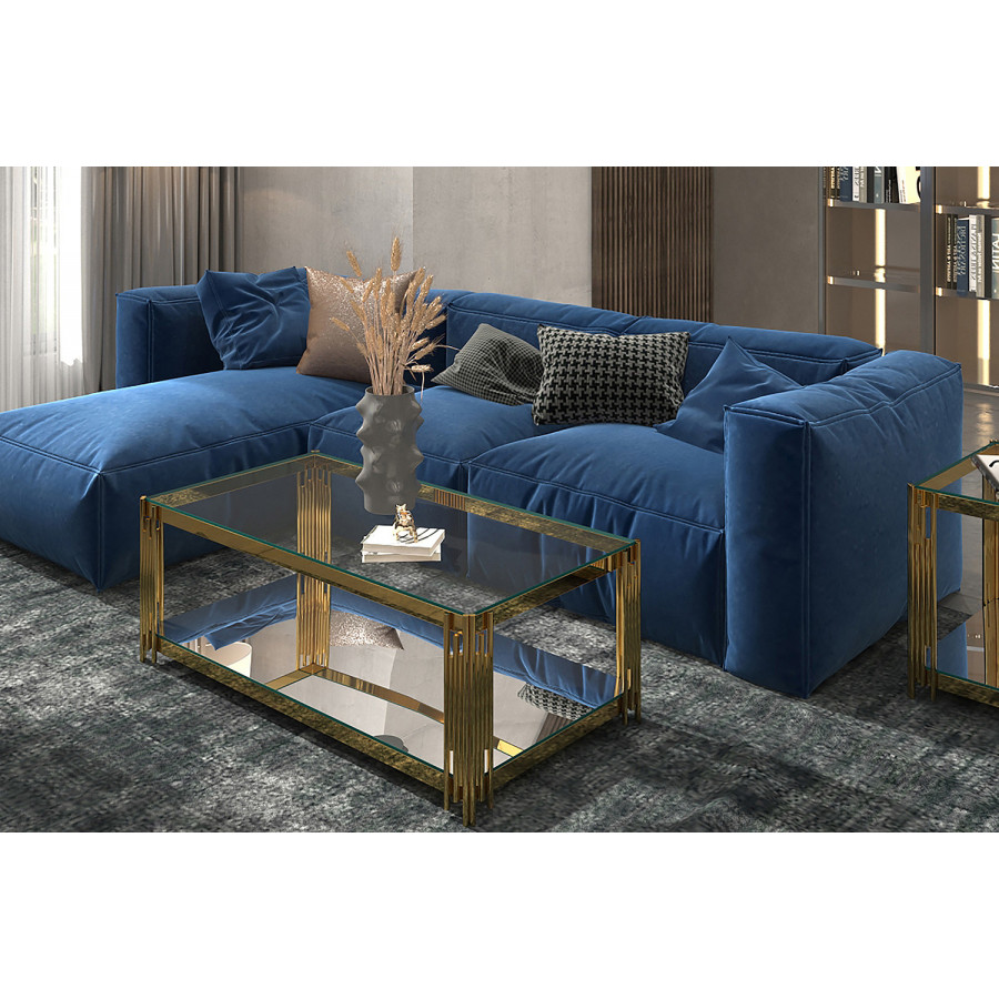 Worldwide Estrel Rectangular Coffee Table - Gold