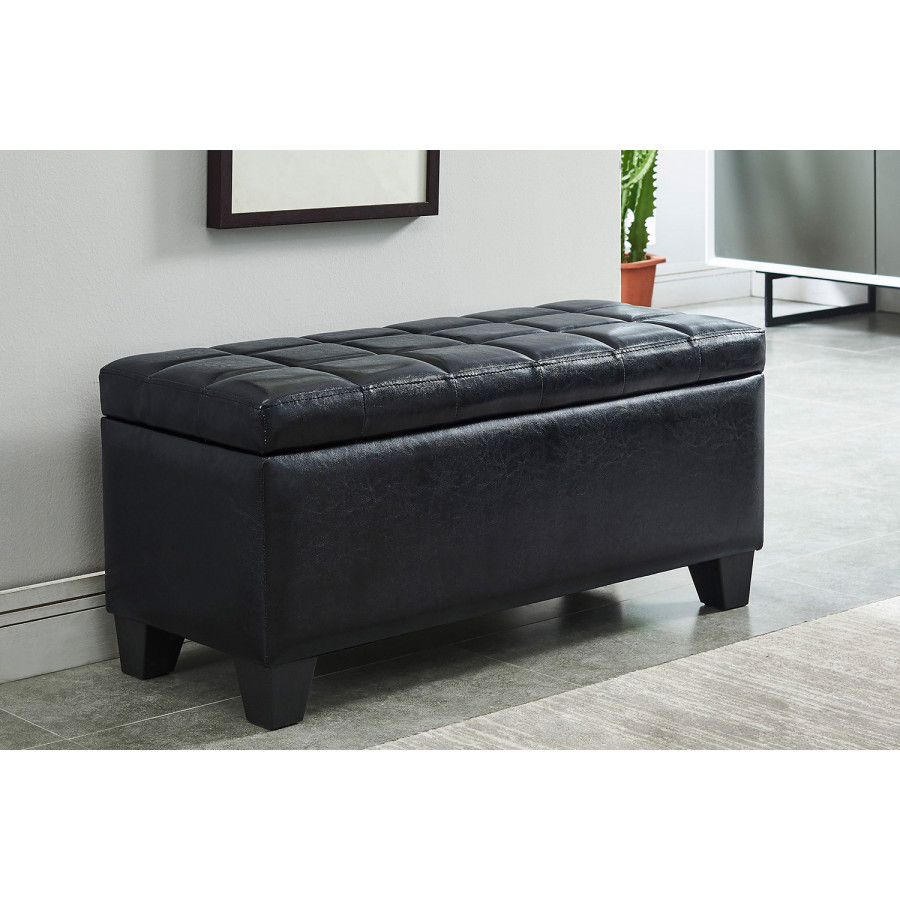 Worldwide Winston Rectangular Storage Ottoman - Black
