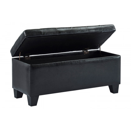Worldwide Winston Rectangular Storage Ottoman - Black