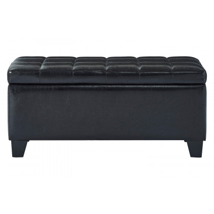Worldwide Winston Rectangular Storage Ottoman - Black