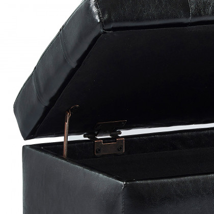 Worldwide Winston Rectangular Storage Ottoman - Black