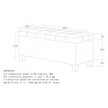 Worldwide Winston Rectangular Storage Ottoman - Black