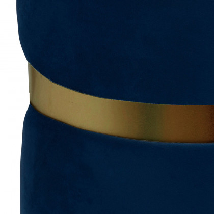 Worldwide Violet Round Ottoman - Blue/Aged Gold