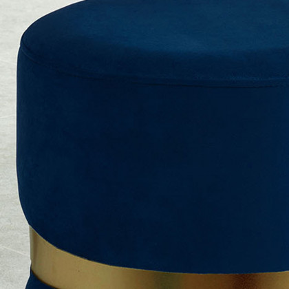 Worldwide Violet Round Ottoman - Blue/Aged Gold
