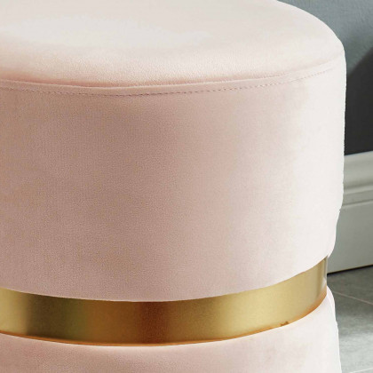 Worldwide Violet Round Ottoman - Blush Pink/Aged Gold