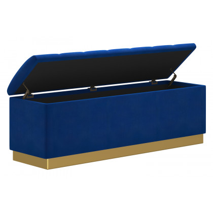 Worldwide - Esna Rectangular Storage Ottoman in Blue/Gold
