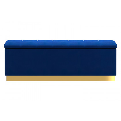 Worldwide - Esna Rectangular Storage Ottoman in Blue/Gold
