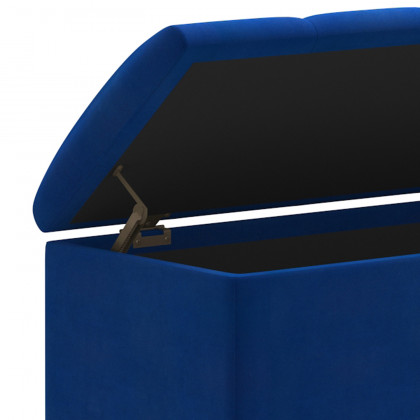 Worldwide - Esna Rectangular Storage Ottoman in Blue/Gold