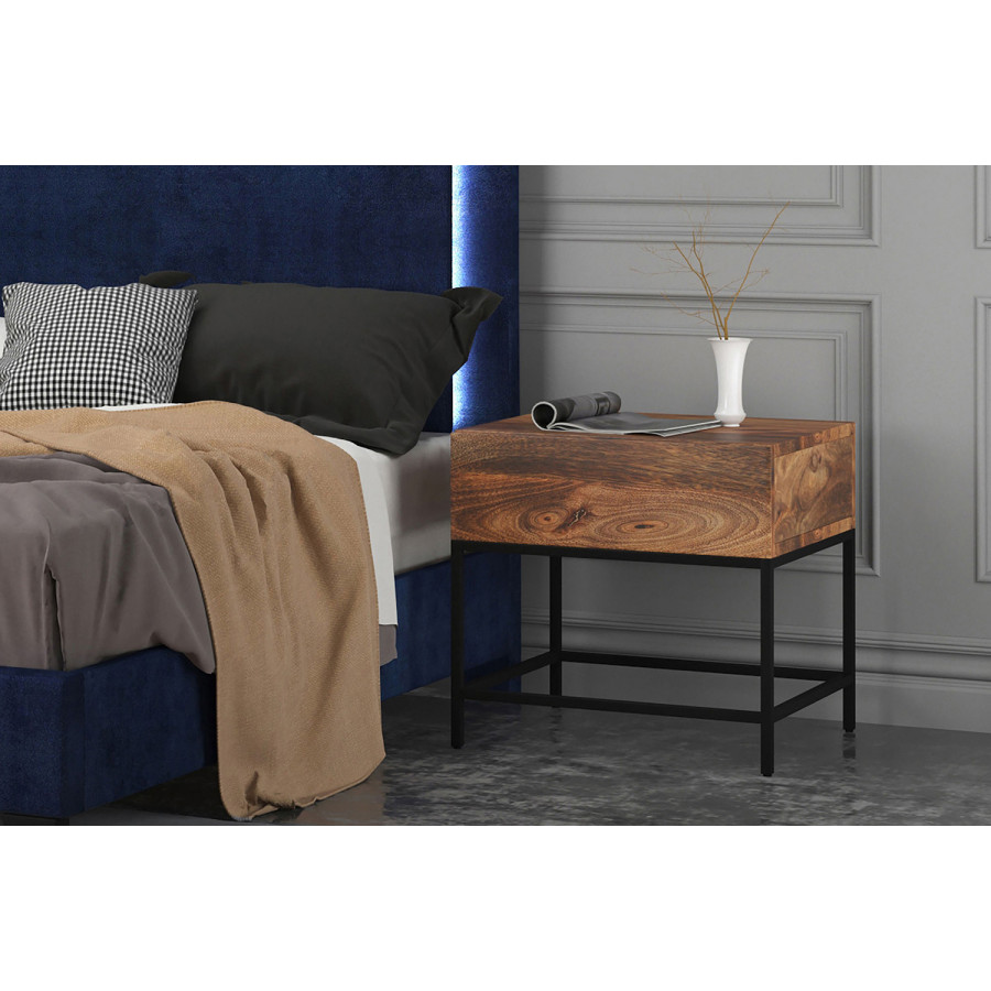 Worldwide - Ojas Accent Table in Natural Burnt/Black